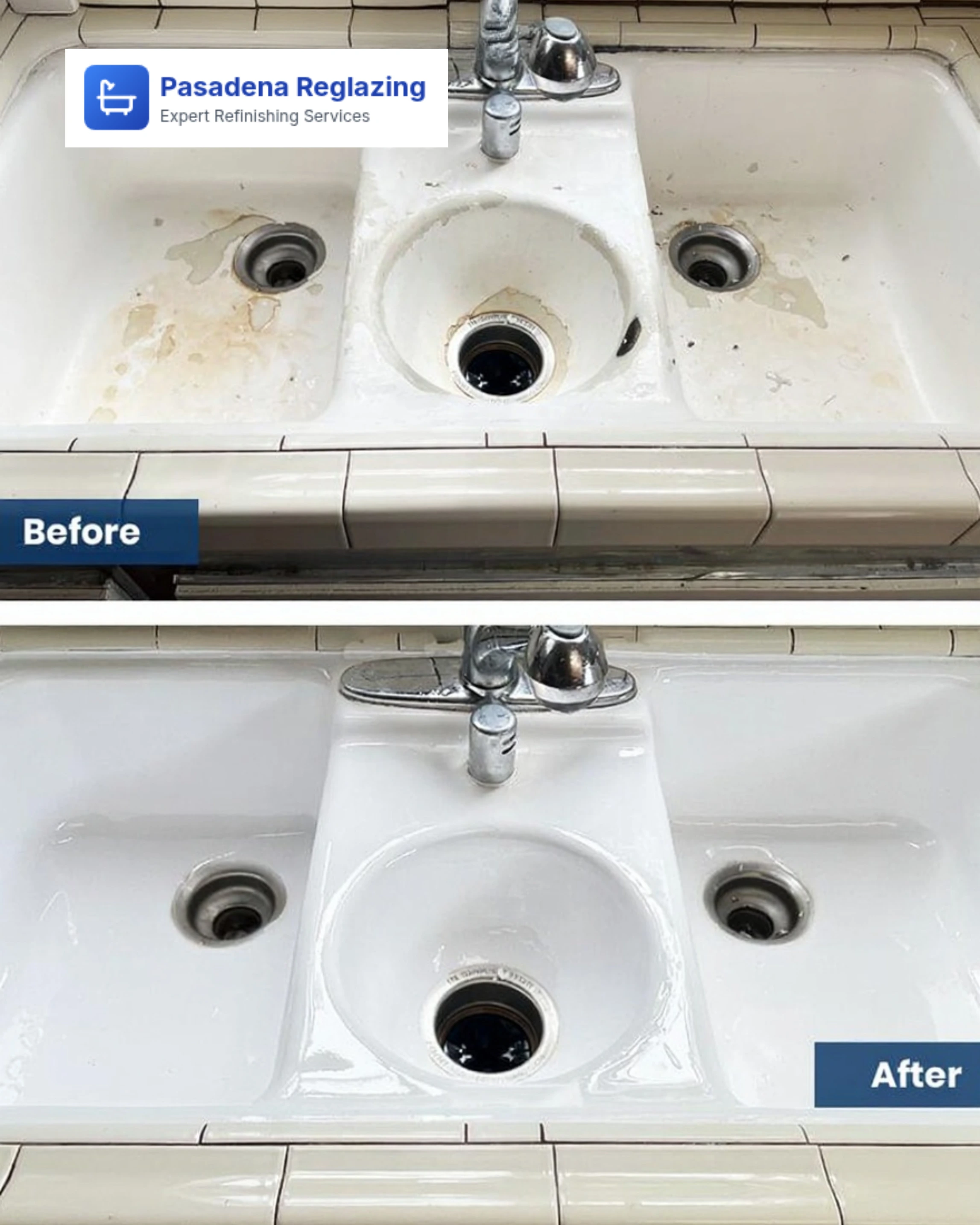 Before and after tub reglazing Pasadena