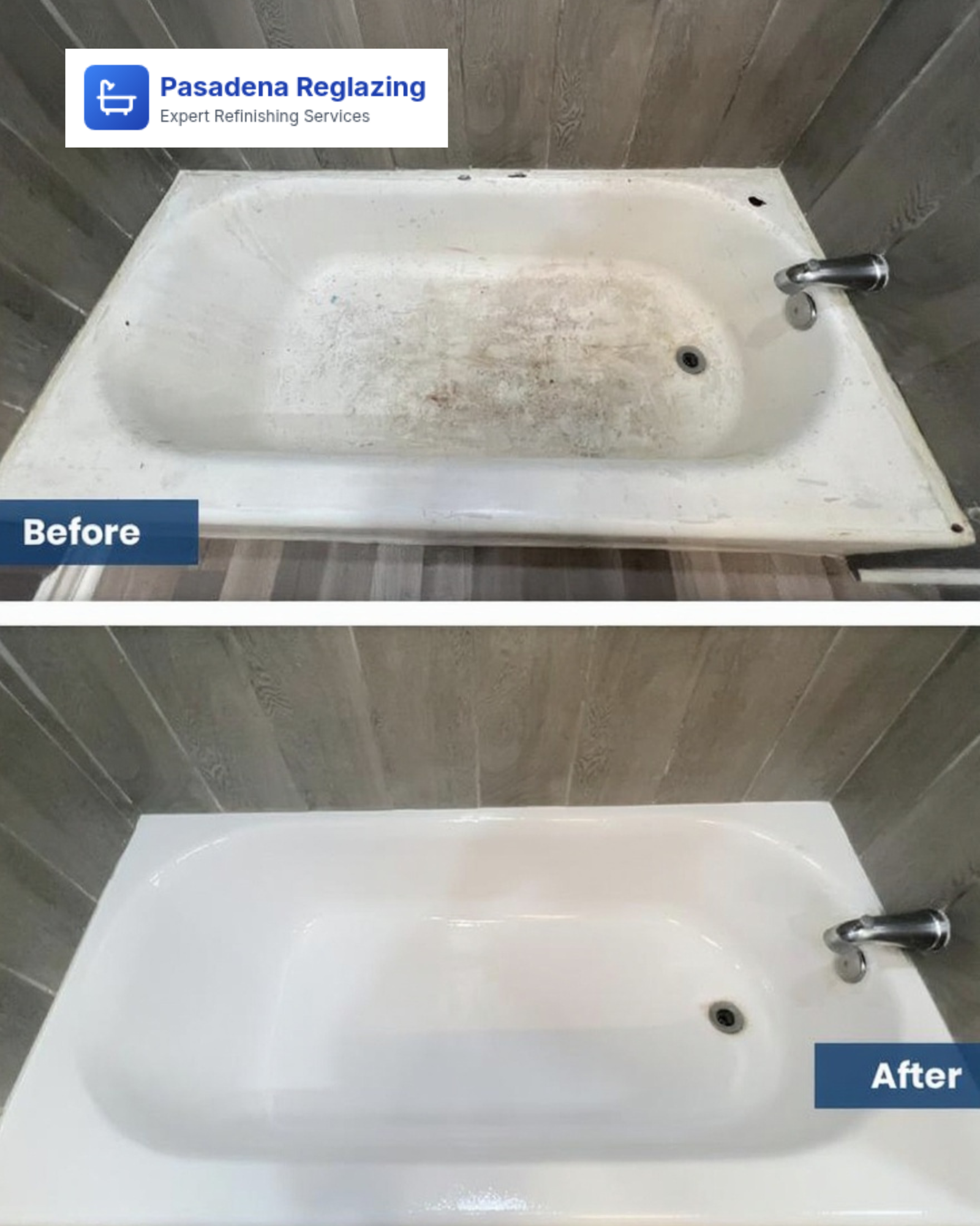 Before and After Bathtub Reglazing - Pasadena Reglazing