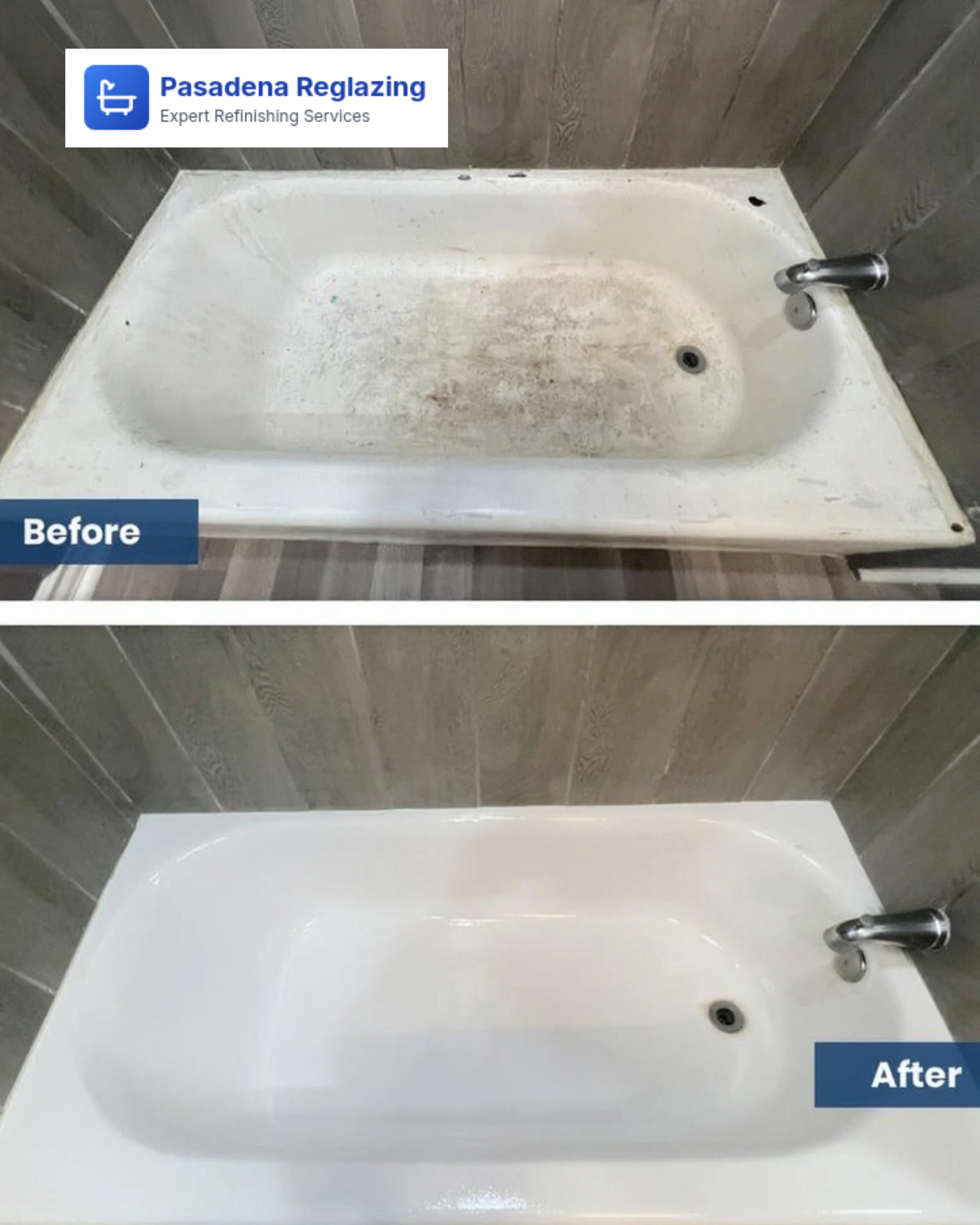Before and After Bathtub Reglazing - Pasadena Reglazing